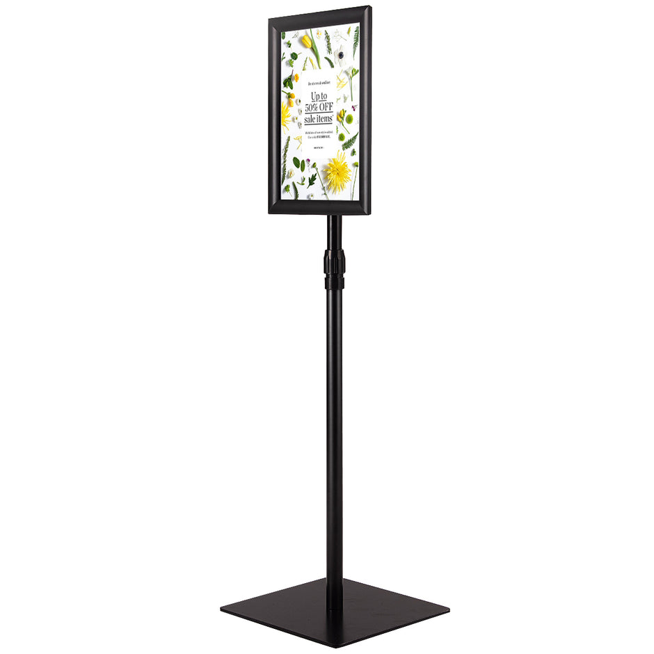 DIN A4 – Informationsställ Höjdjusterbart Avtagbart Posterställ Silver/ – 33 x 24 cm – Svart