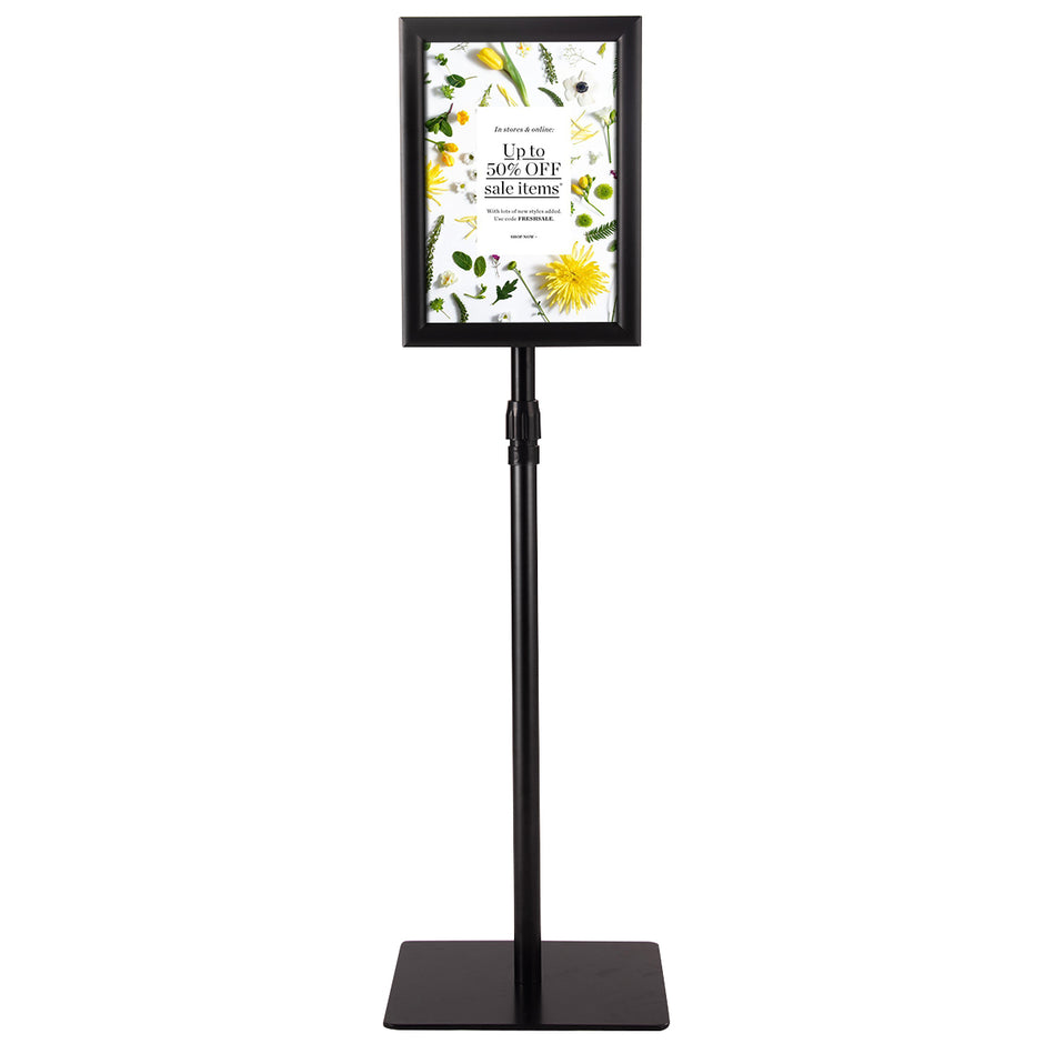 DIN A4 – Informationsställ Höjdjusterbart Avtagbart Posterställ Silver/ – 33 x 24 cm – Svart