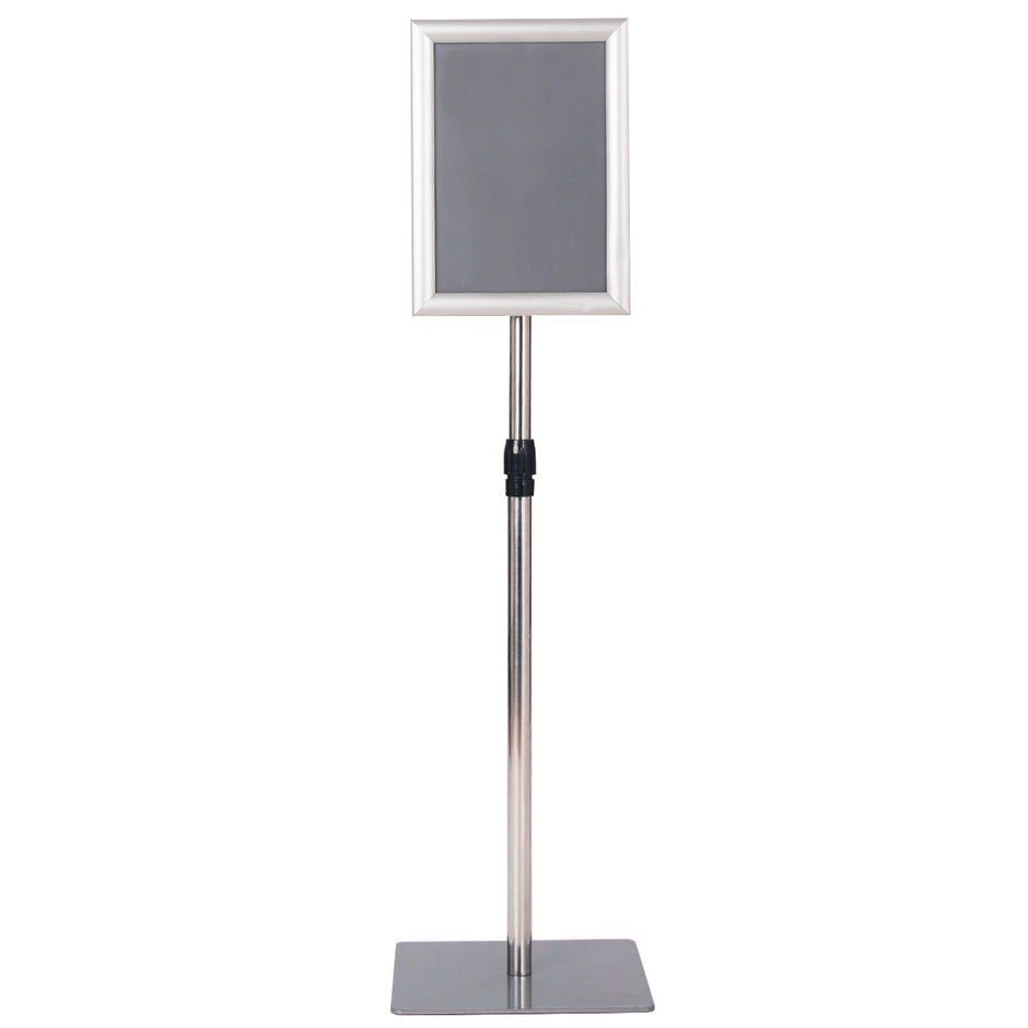 DIN A4 – Informationsställ Höjdjusterbart Avtagbart Posterställ /Svart – 33 x 24 cm – Silver