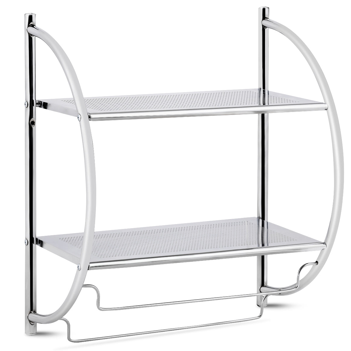 Handdukshållare – Badrumsvägg Badrumshylla Metall – 45 x 25,5 x 55 cm – Silver