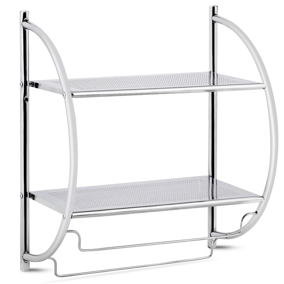 Handdukshållare – Badrumsvägg Badrumshylla Metall – 45 x 25,5 x 55 cm – Silver