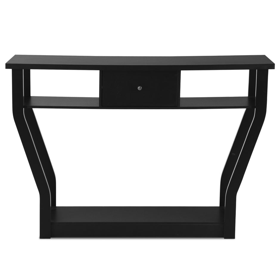 Konsolbord – Hallbord med låda och hylla – 120 x 30 x 81 cm – Svart