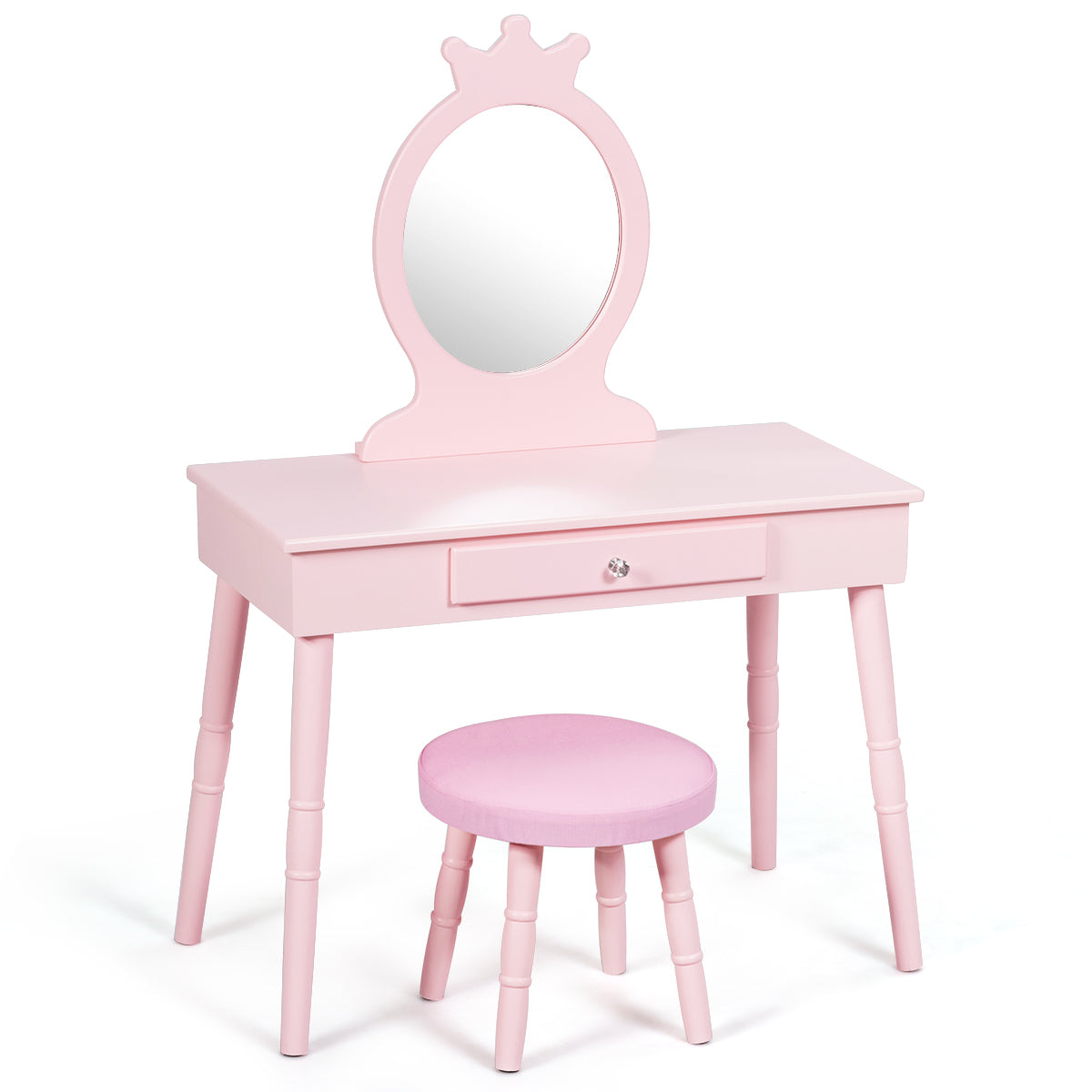 Sminkbord – för barn med pall och avtagbar – Rosa