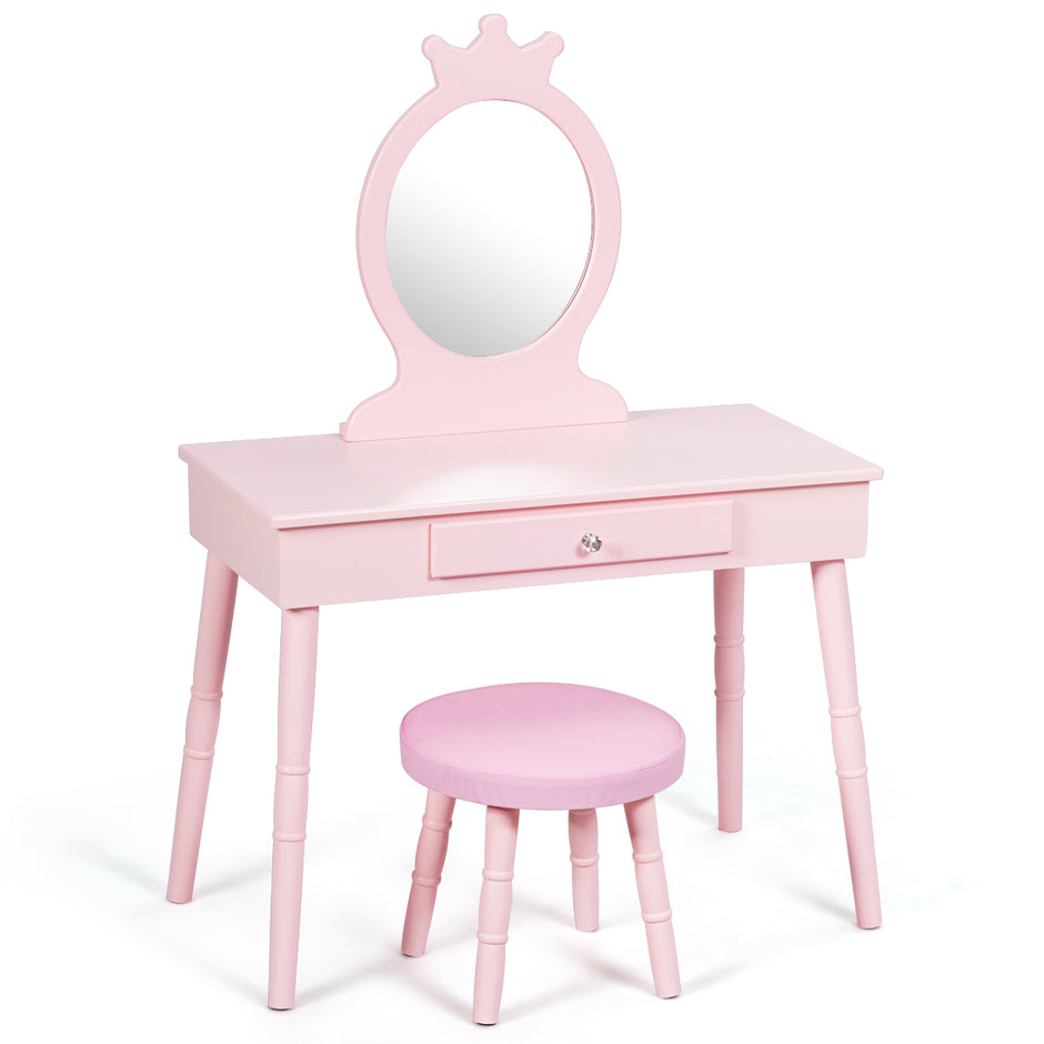 Sminkbord – för barn med pall och avtagbar – Rosa