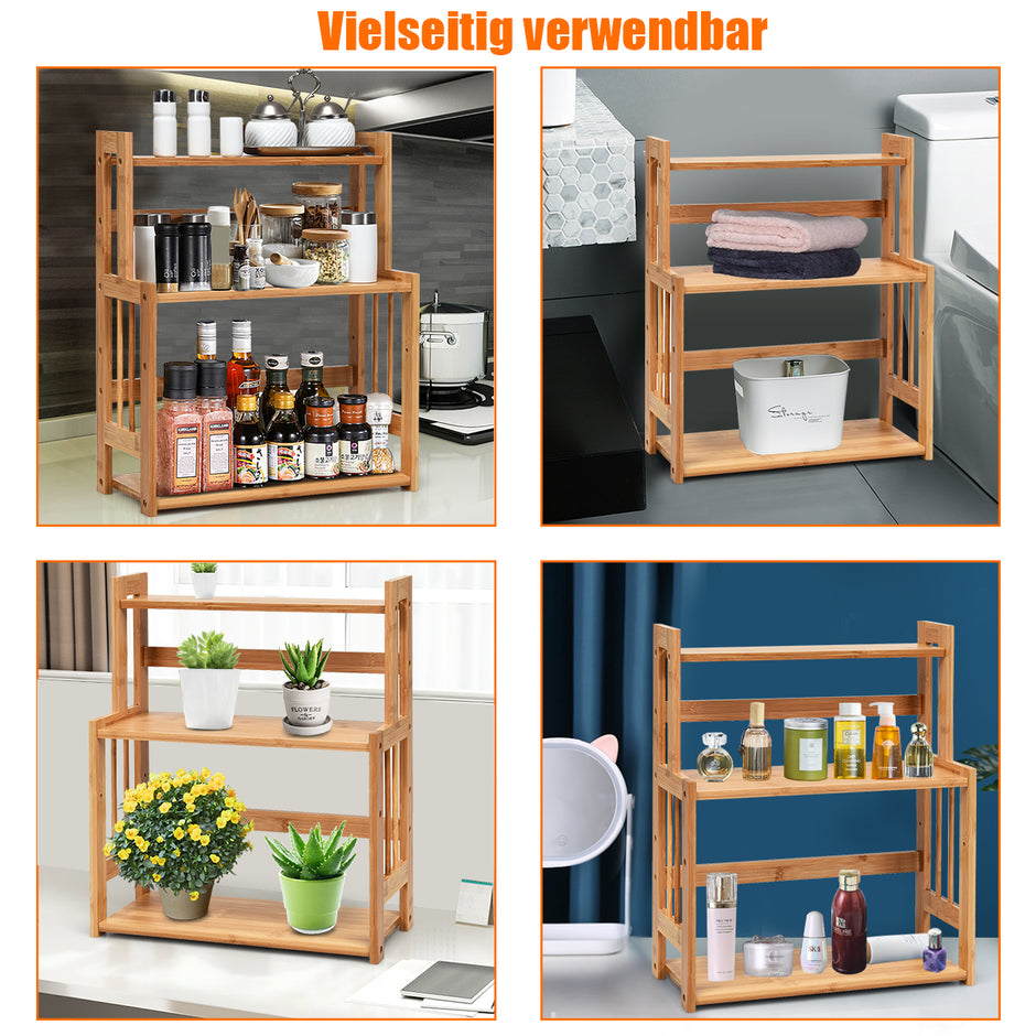 vånings – kryddställ i bambu med justerbar hylla – 3