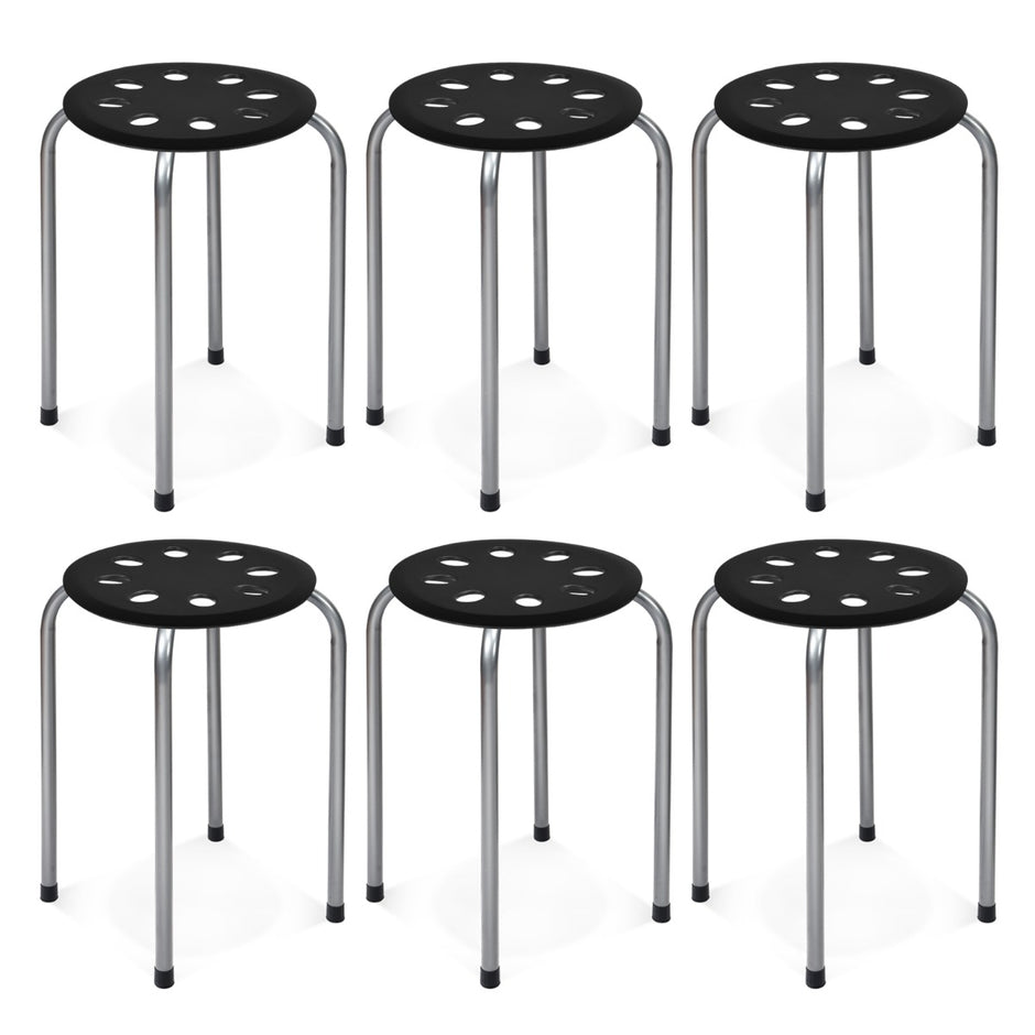 Förpackning – med stapelbara metallpallar Rundsitspall + – 6 30 x 30 x 44,5 cm – Svart och silver