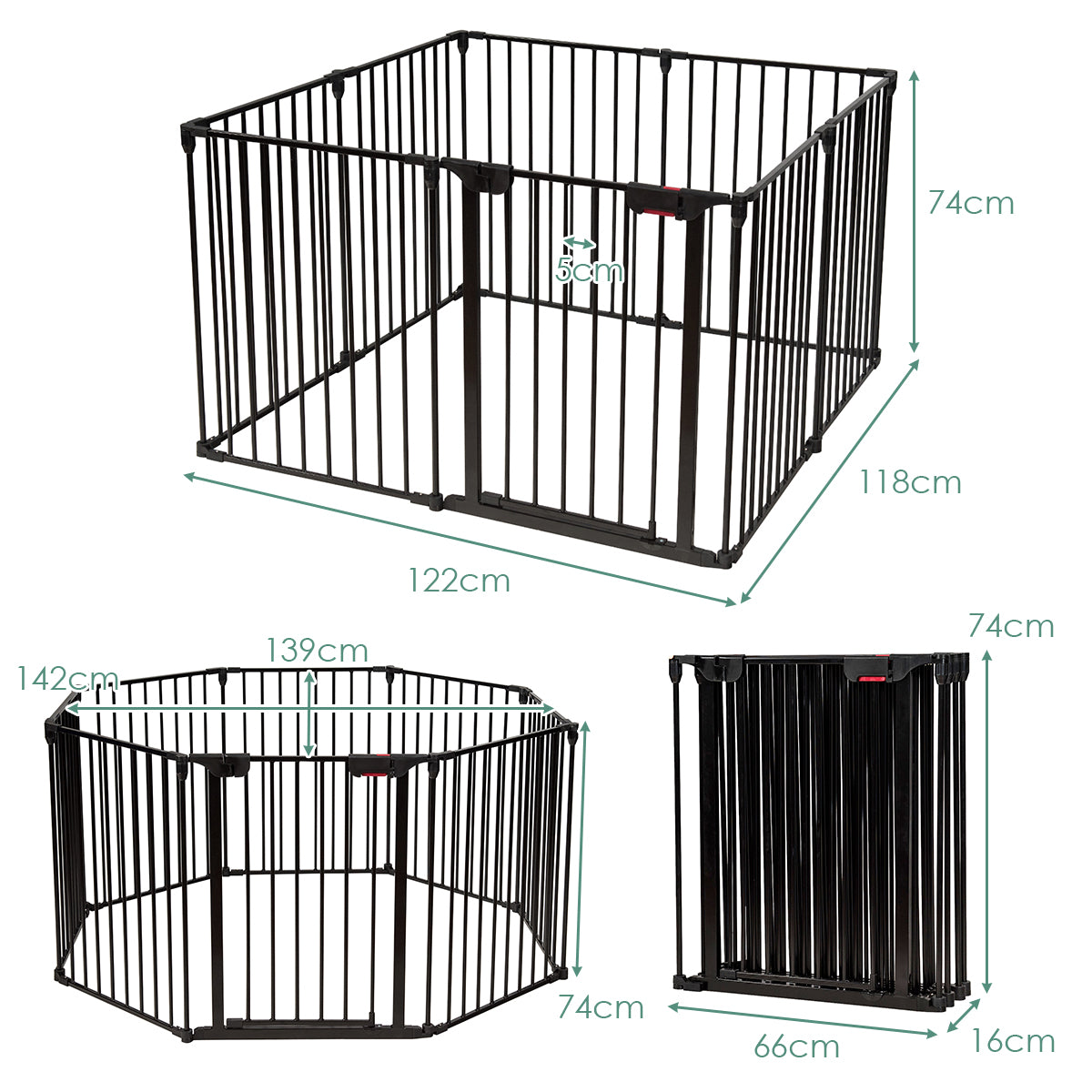 Elements – Playpen Dog Barrier – 8 500 x 75 cm – Svart
