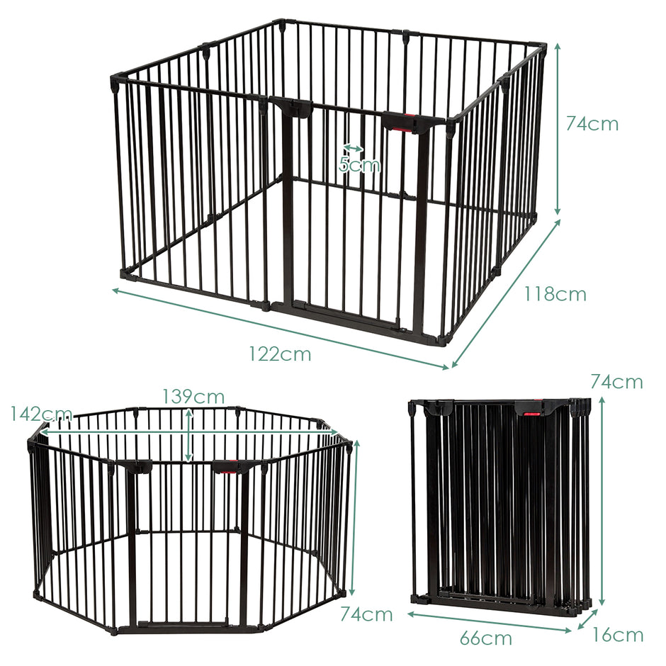 Elements – Playpen Dog Barrier – 8 500 x 75 cm – Svart