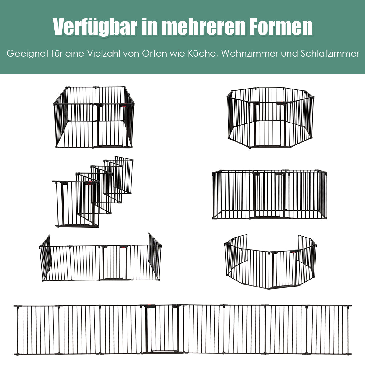 Elements – Playpen Dog Barrier – 8 500 x 75 cm – Svart