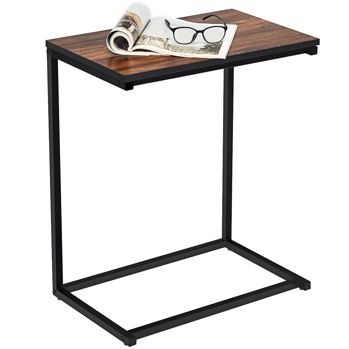 Sidobord – laptop soffa anteckningsbok skötsel metall och trä – 55 x 35 x 65 cm – Brun