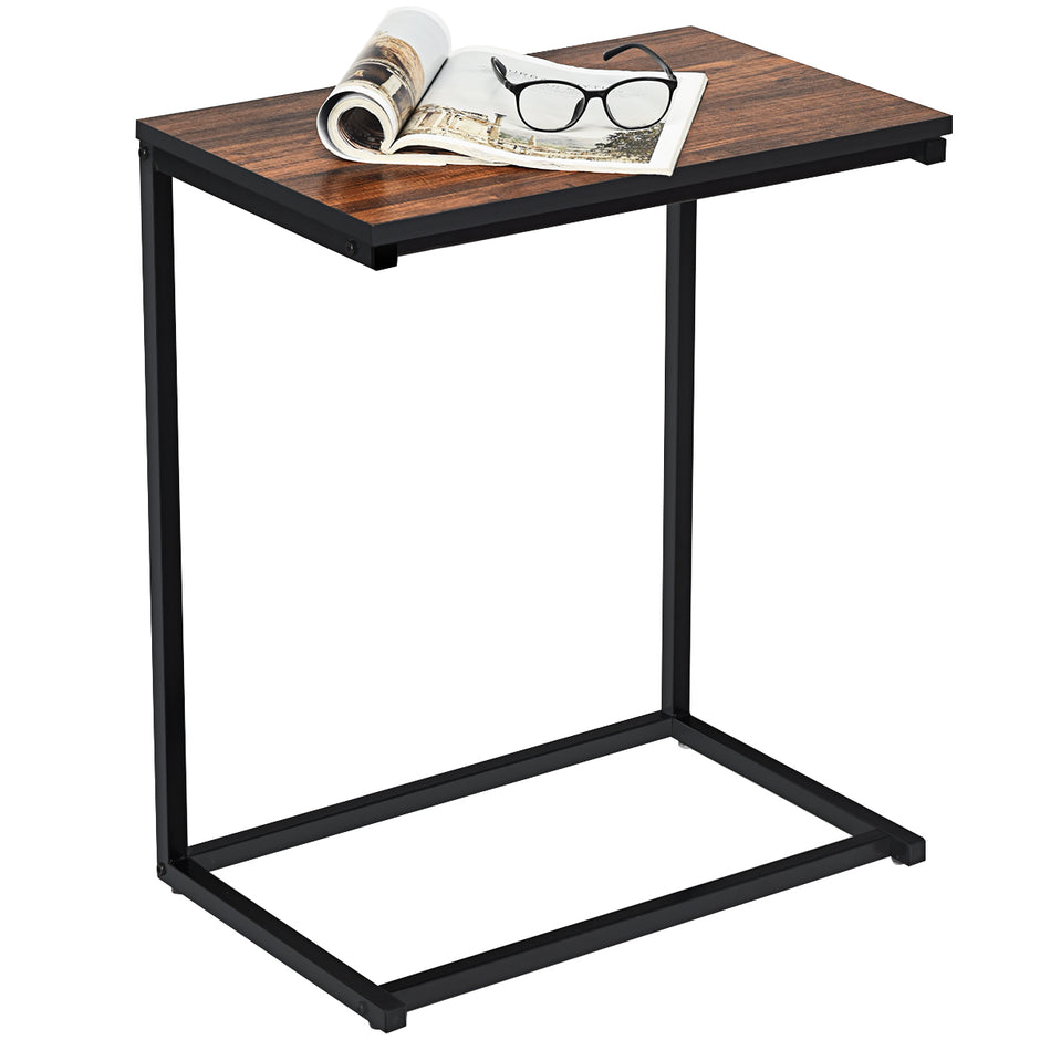 Sidobord – laptop soffa anteckningsbok skötsel metall och trä – 55 x 35 x 65 cm – Brun