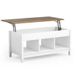 Soffbord – med lyftplatta förvaringsutrymme och öppna hyllor höjdjusterbar – 3 104,5 x 49 x 48-62,5 cm – Vit