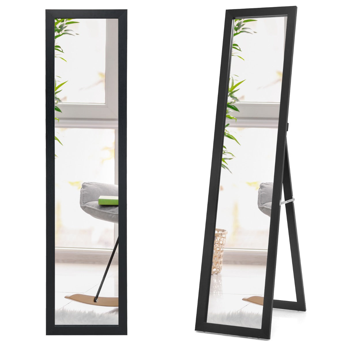 i – helspegel hellängdsspegel med träram – 2 1 37 x 155 cm – Svart