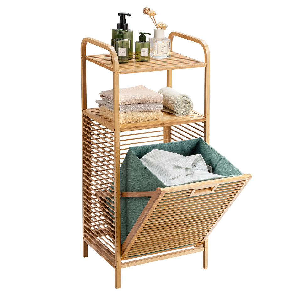 Utfällbar – tvättkorg Badrumshylla Naturlig – 40,5 x 33 x 95,5 cm – Natur