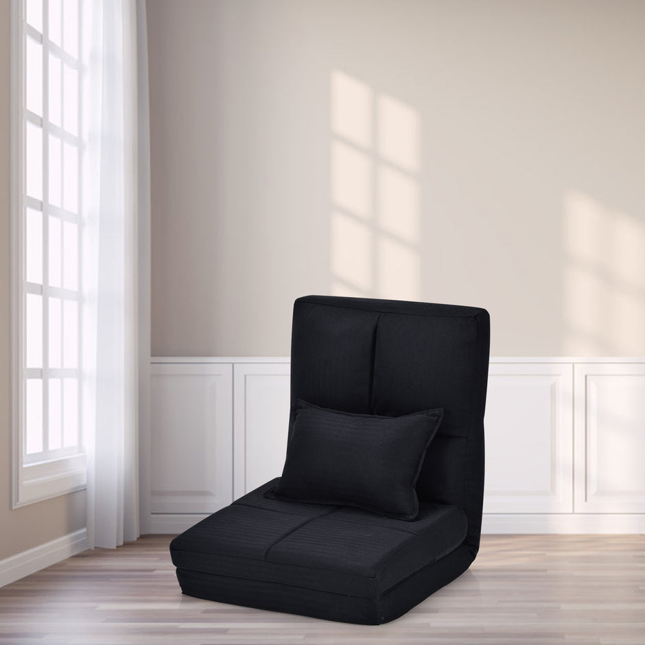 Justerbar – Golvstol Fällbar Golvsoffa med Soft Cushion – Svart