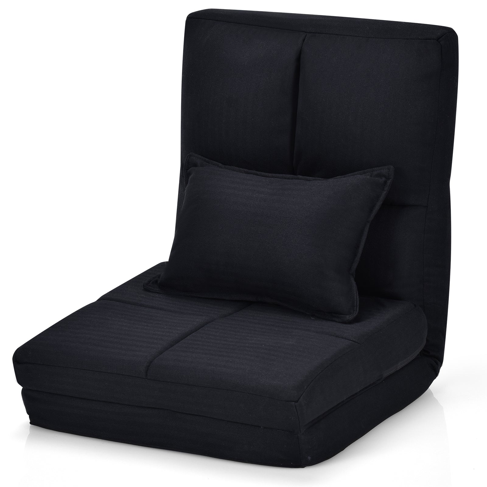 Justerbar – Golvstol Fällbar Golvsoffa med Soft Cushion – Svart