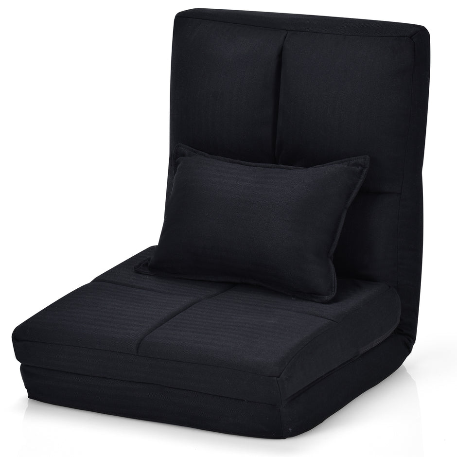 Justerbar – Golvstol Fällbar Golvsoffa med Soft Cushion – Svart