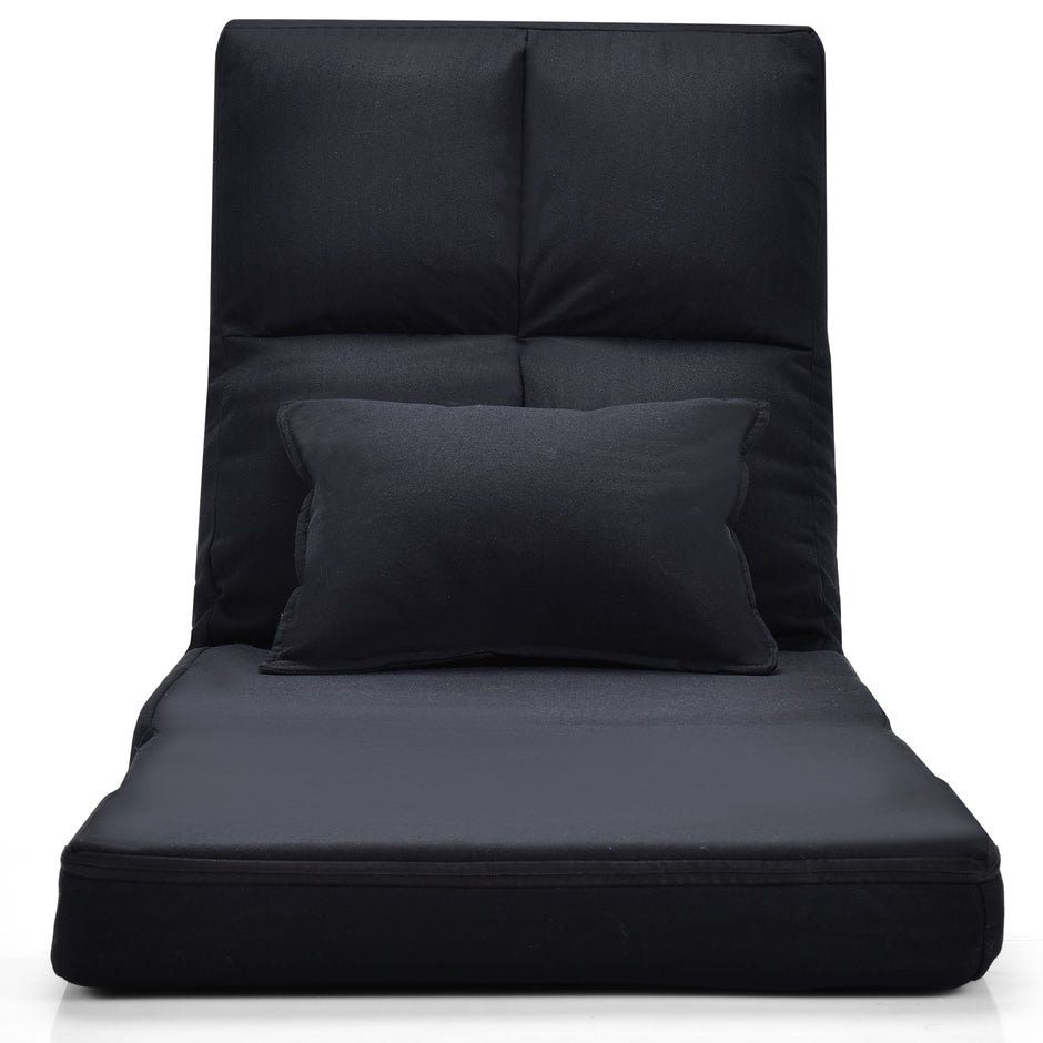 Justerbar – Golvstol Fällbar Golvsoffa med Soft Cushion – Svart