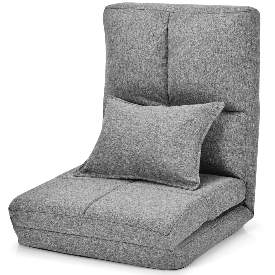 Justerbar – Golvstol Fällbar Golvsoffa med Soft Cushion – Grå