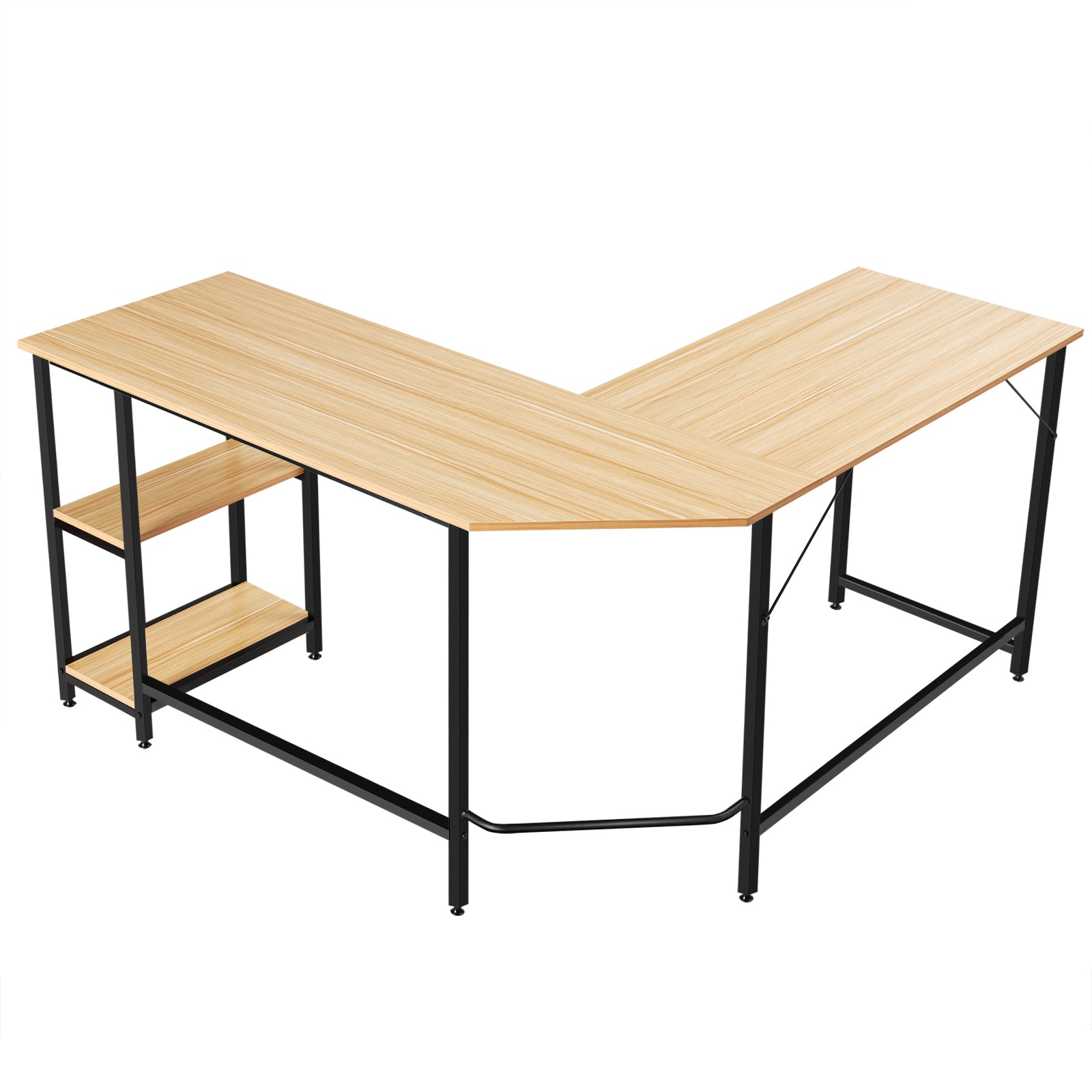L – format skrivbord hemmakontor med hyllplan – 2 138 x 60 x 75 cm – Natur