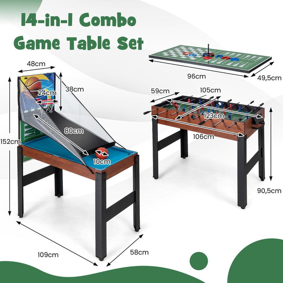 i – Spelbordsset Multifunktionellt med Fotbollsbord Hockey Biljard Bordtennis Natur+ – 15 1 – Svart