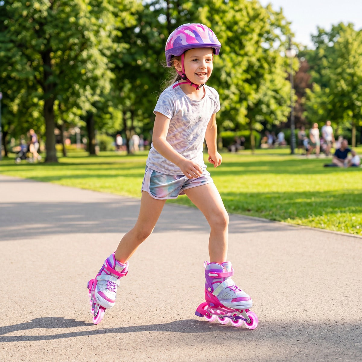 Inlineskor – För Barn Skater Storlekar Justerbara Med Lysande Hjul M – 4 – Rosa