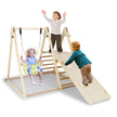 i – klätterställning med babyschaukel, vilo plattform, klätterramp och stege Montessori set – 4 1 – Natur