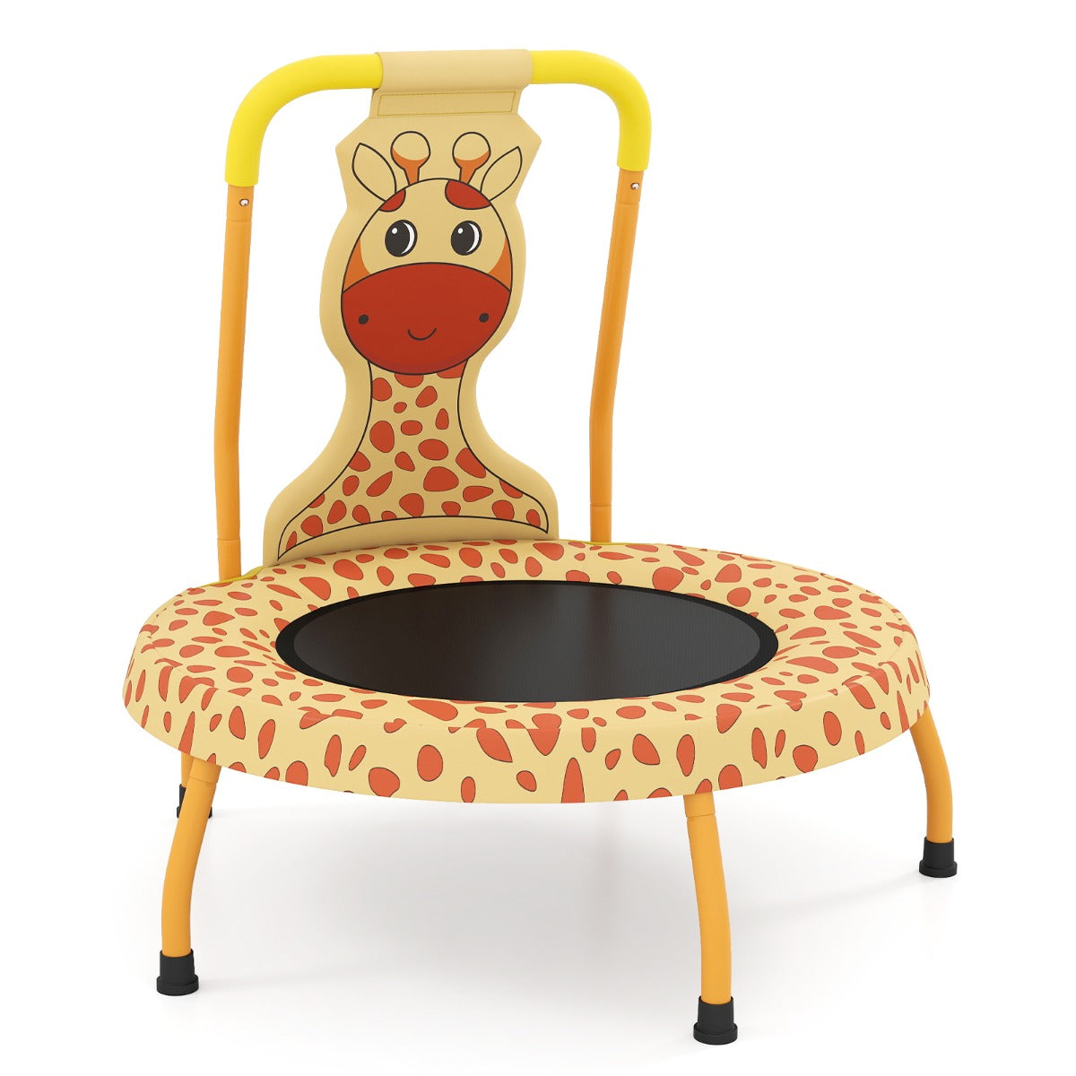 Barnstudsmatta – med handtag och kantfodral Minitrampolin giraffmotiv – Ø 71 cm – Orange