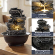 Bordsfontän – med vattenfall steneffekt färgad LED zen vattenbrunn – 21,5 x 26 cm – Svart