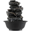Bordsfontän – med vattenfall steneffekt färgad LED zen vattenbrunn – 21,5 x 26 cm – Svart