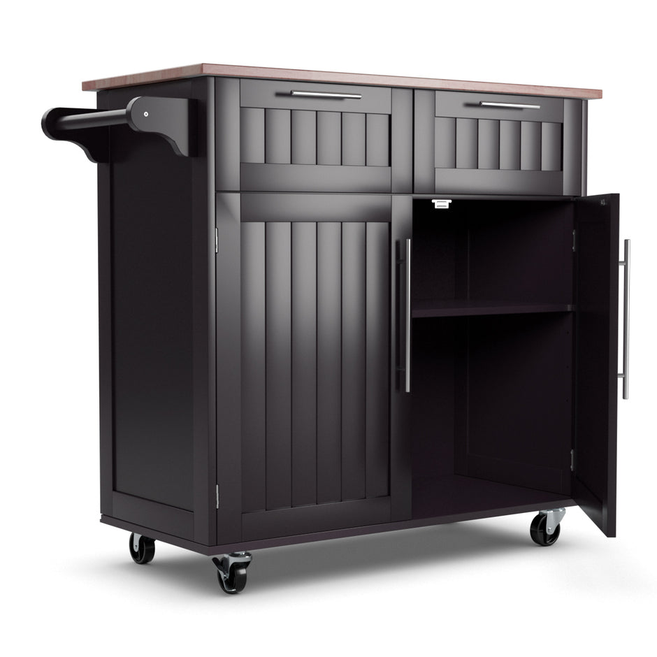 Köksvagn – Rullande serveringsvagn med lådor och skåp – 94 x 45,5 x 94,5 cm – Kaffe