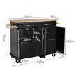 Rolling – Kitchen Island Cart med gummiträ bänkskiva dörrars serveringsvagn – 4 122 x 48 x 92,5 cm – Svart