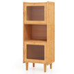 Bambu – köksskåp vånings bufféskåp med akryldörrar – 3 2 49,5 x 40 x 130 cm – Natur
