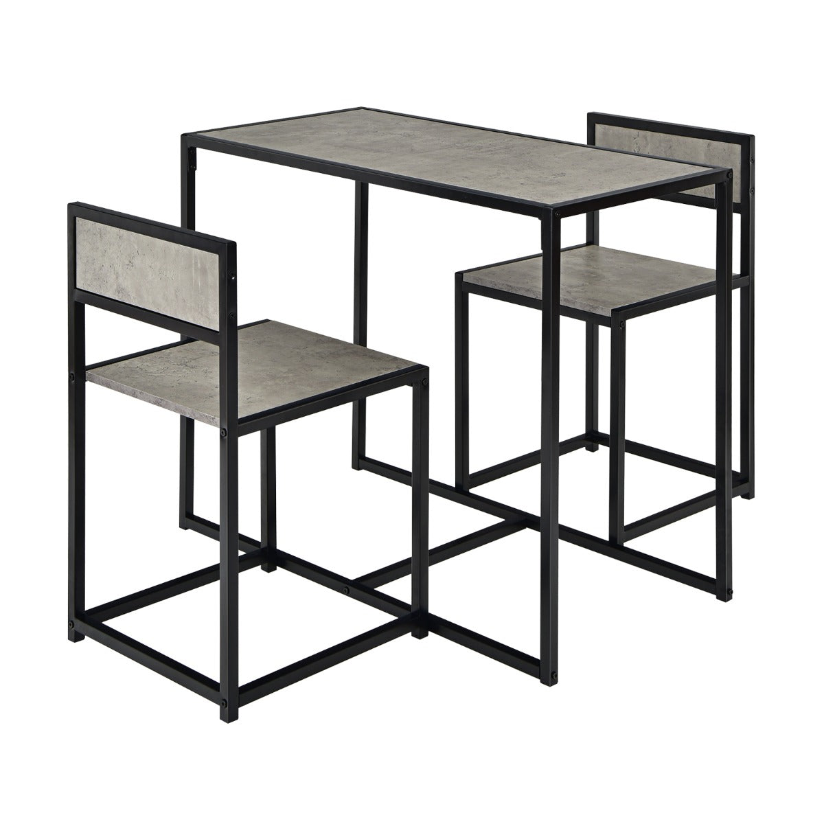 delat – köksbordsset med kompakt och stolar trämaterial + metallgrå – 3 2 – Grå