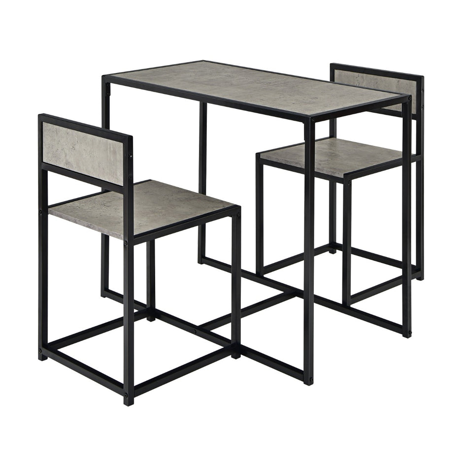 delat – köksbordsset med kompakt och stolar trämaterial + metallgrå – 3 2 – Grå