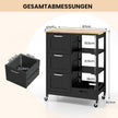 Multifunktionsvagn – köksö på hjul med förvaringsutrymme – 67 x 37 x 84 cm – Svart