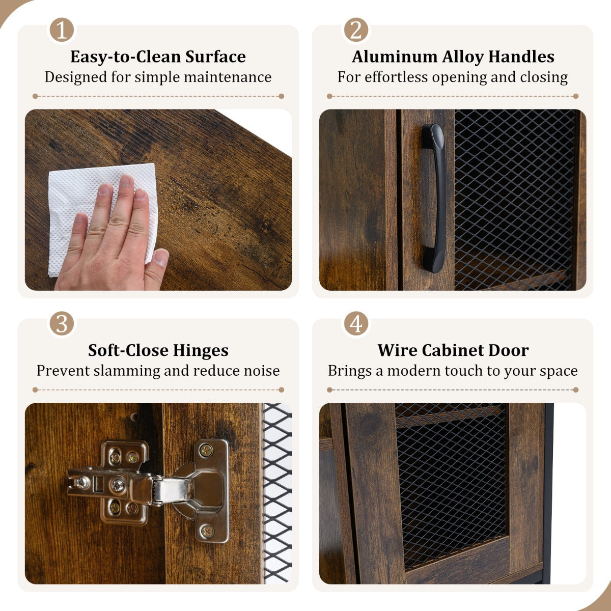 Trä – Sideboard Med Dörr och Justerbara Hyllor Köksskåp Vintage Buffetskåp – Brun
