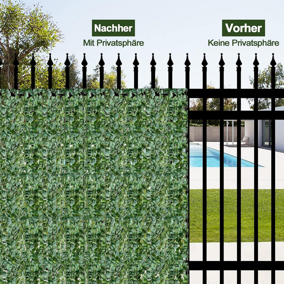 Artificiell – murgröna Garden Privacy Screen Balkong Leaf Look Windbreak – 150 x 240 cm – Grön