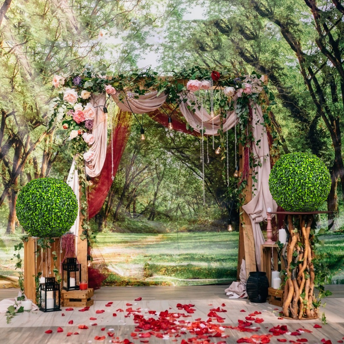 2er – Buxbom Ball Buxwood UV beständig Topiary Artificiell Växt Dekorativ – Grön