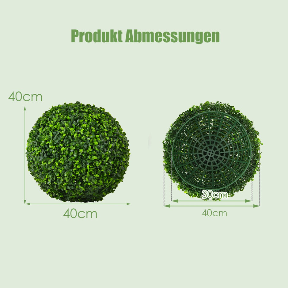 2er – Buxbom Ball Buxwood UV beständig Topiary Artificiell Växt Dekorativ – Grön