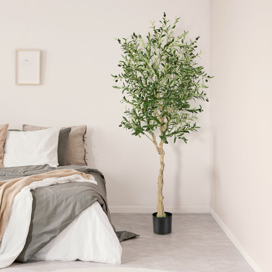Konstgjort – olivträd med löv och frukter olivväxter – 1296 72 182 cm – Grön