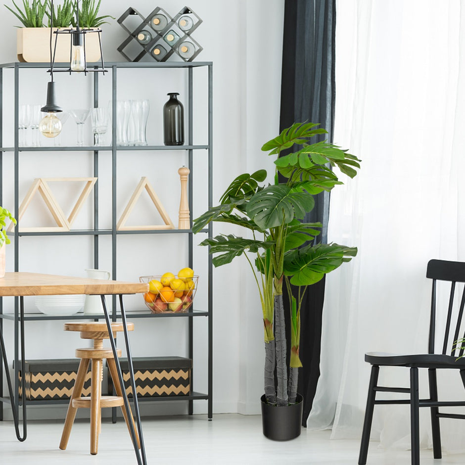 Högt – konstgjordt träd Fake Monstera Deliciosa Plant Green – 120 cm – Grön