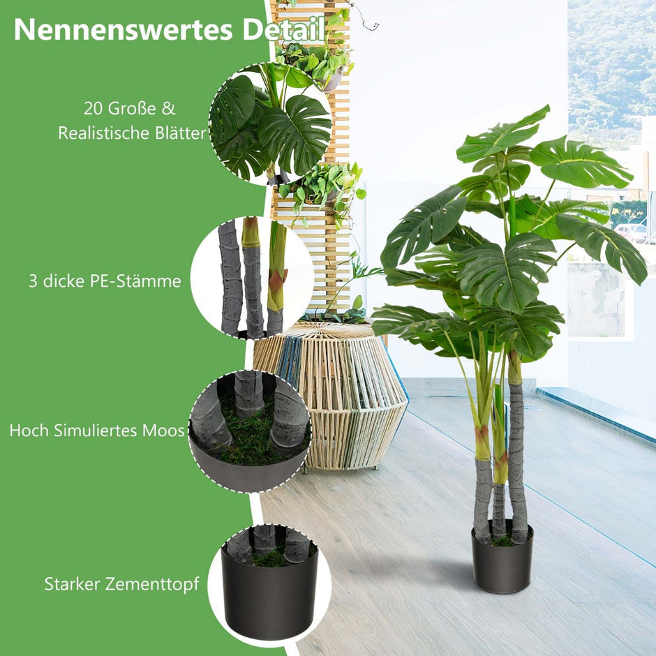 Högt – konstgjordt träd Fake Monstera Deliciosa Plant Green – 120 cm – Grön