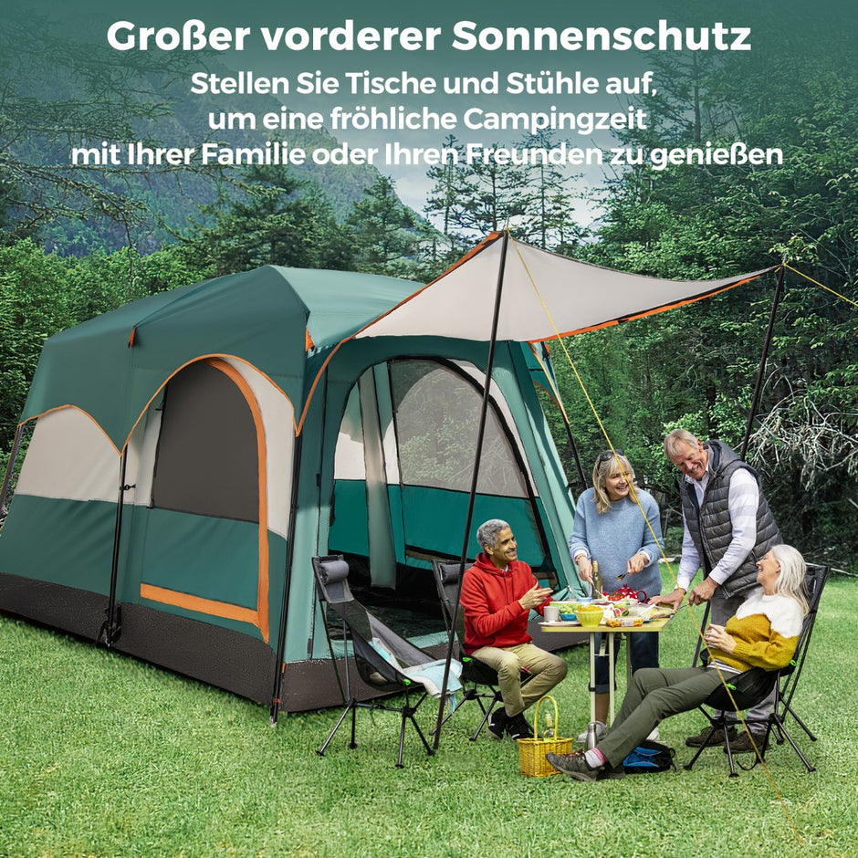 Campingtält – för personer med rums skiljevägg och regnskydd PE presenning nätfönster – 6 2 – Grön