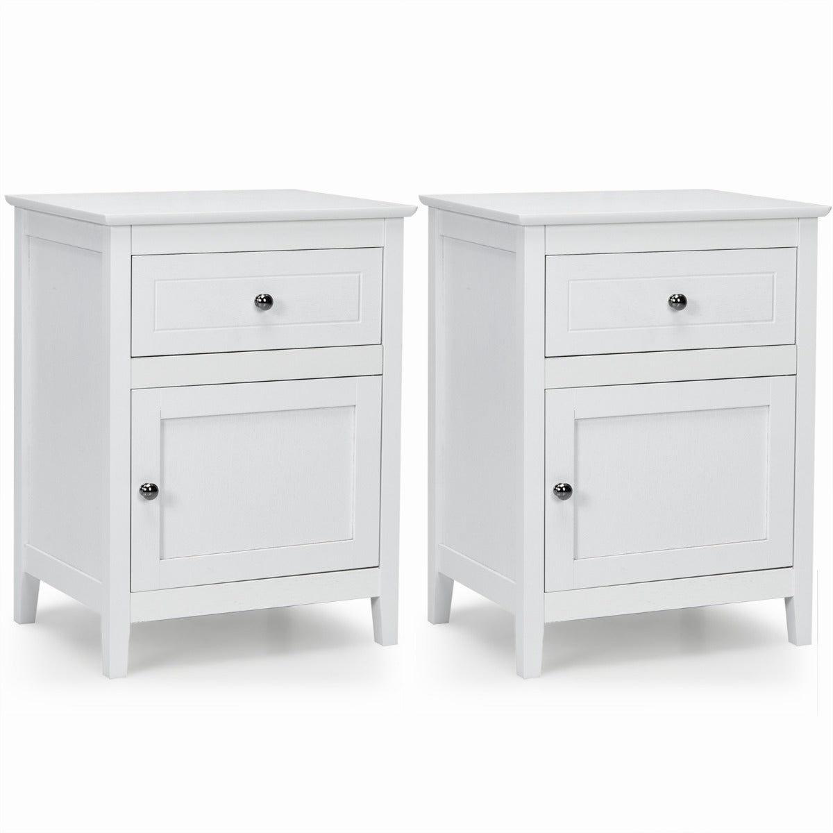 Set – med furu sängbord låda och dörr vånings accent sidobord – 2 2 – Vit