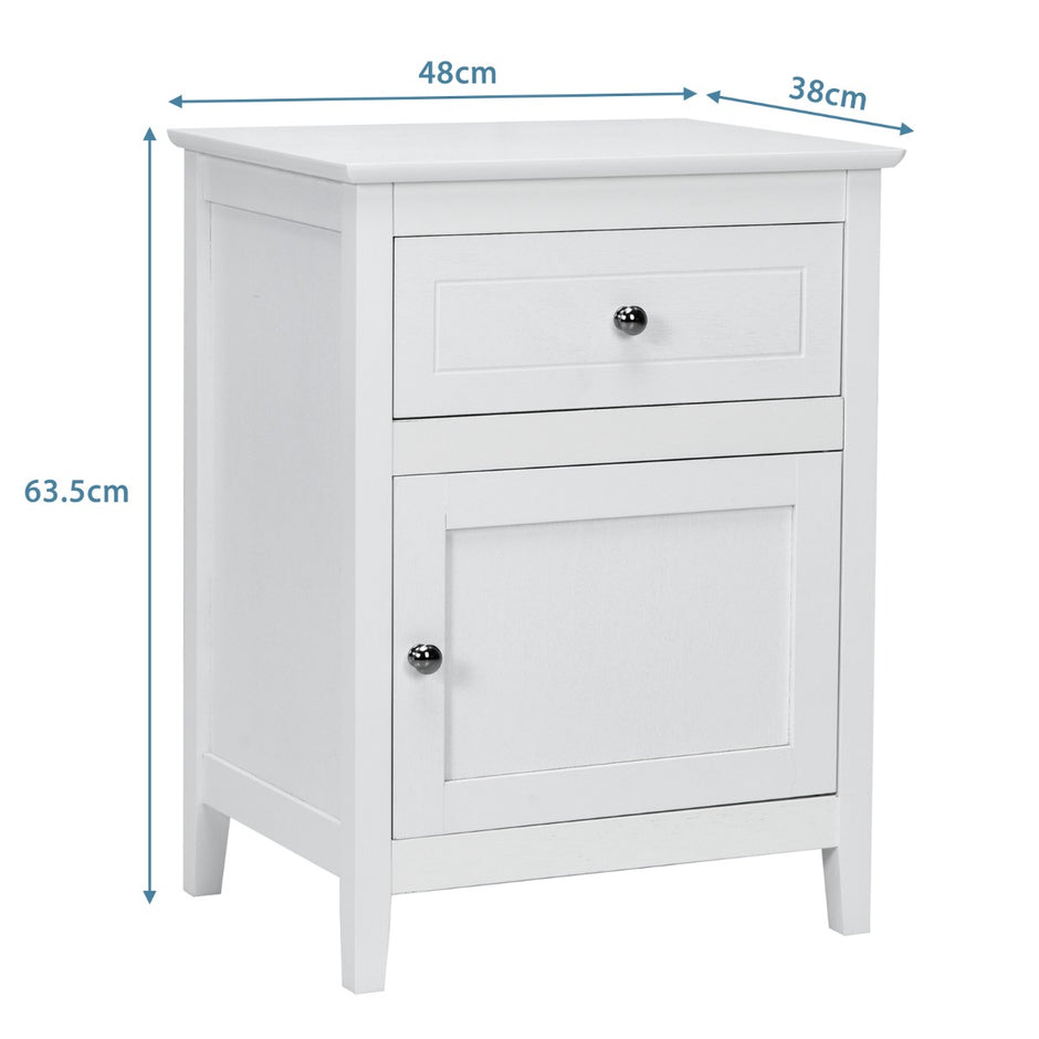 Set – med furu sängbord låda och dörr vånings accent sidobord – 2 2 – Vit