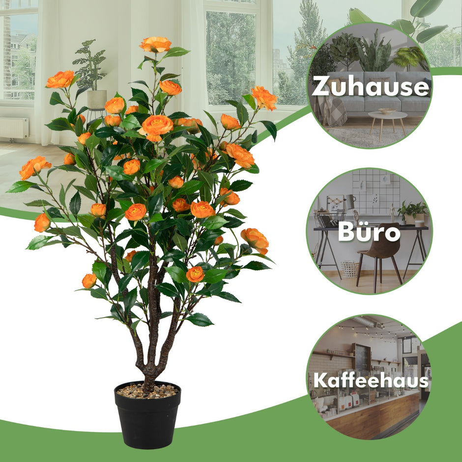 Konstgjord – Camellia Tree Fake Blommande Plant + – Grön