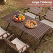 Kampbord – Hopppbart Picknickbord av Trä med Upprullad Bordsskiva Bärbart Hopppbord – Kaffe