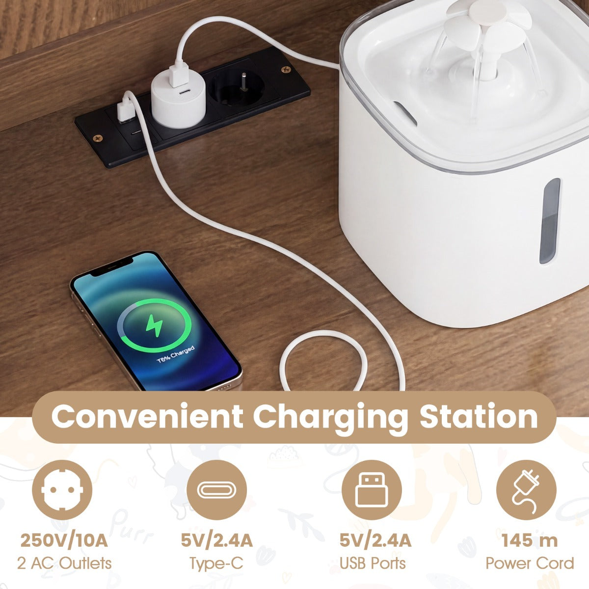 Kattlådaskåp – med Justerbart LED Ljus och Hylla Laddstation Kattsandlåda Naturfärgad – Natur