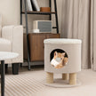 Liten – skrapstolpe med mjuk sits och sisal skrapstolpar bollpall – 3 40 x 40 x 47 cm – Beige